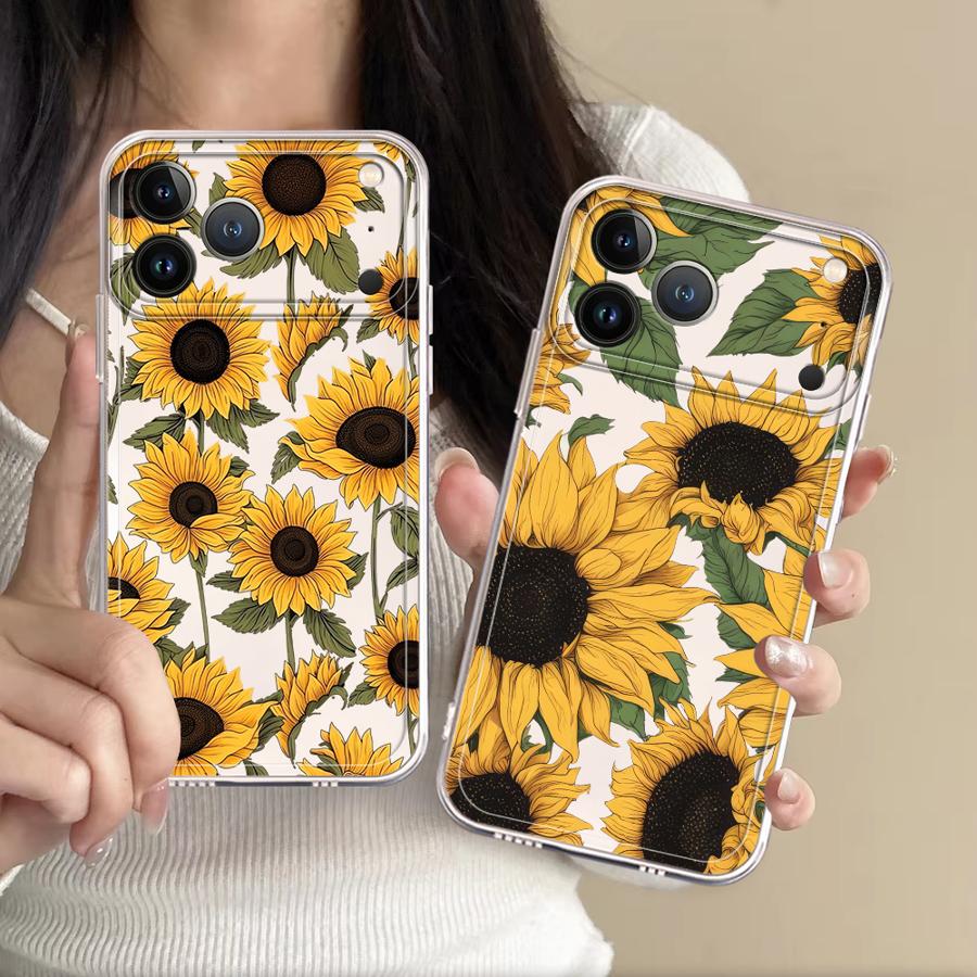 Mini Pc Case - Coque transparente à motif tournesol mignon